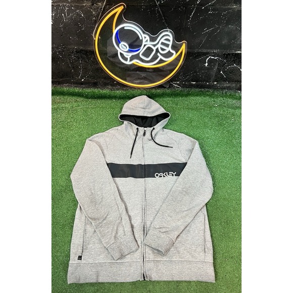 Oakley Full Zip Up Striped Hoodie Sweatshirt Mens SZ XL Regular Fit‎ - Picture 1 of 5